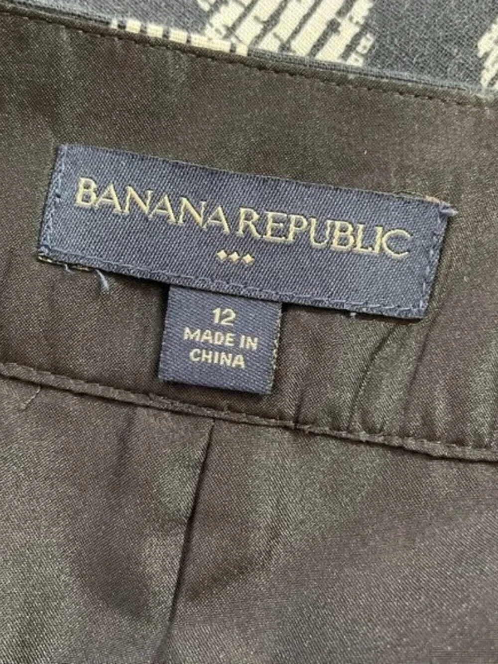 Banana Republic Linen Cotton Pencil Skirt Black White Polka Dots Size 12
